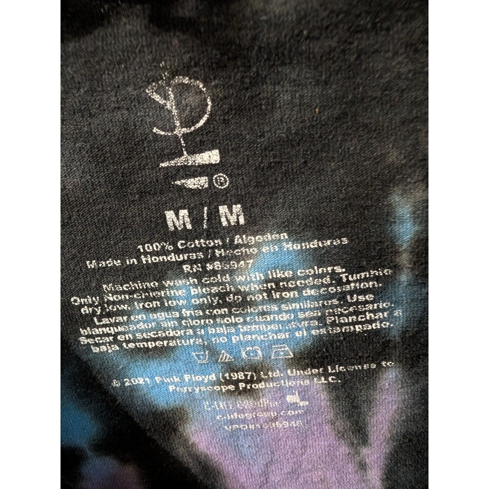 Pink Floyd 1973 Tie Dye Band T Shirt Mens Medium Black Graphic Rock Tee - Picture 6 of 9